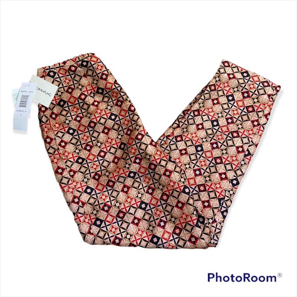 SLB 100% Silk Cropped Pants Geometric Print Size 6 New with Tags